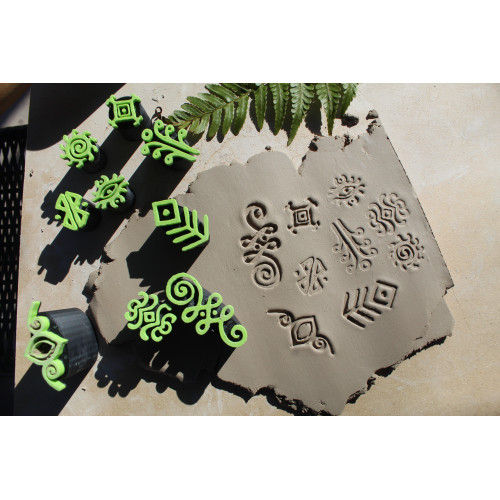 Zestaw 9 małych stempelków do gliny / modeliny – styl etno