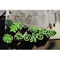 Zestaw 9 dużych stempelków do gliny / modeliny – styl etno