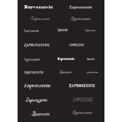 Papier do scrapbookingu – napis „Zaproszenie” - czarne tło