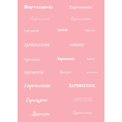 Papier do scrapbookingu – napis „Zaproszenie” - różowe tło