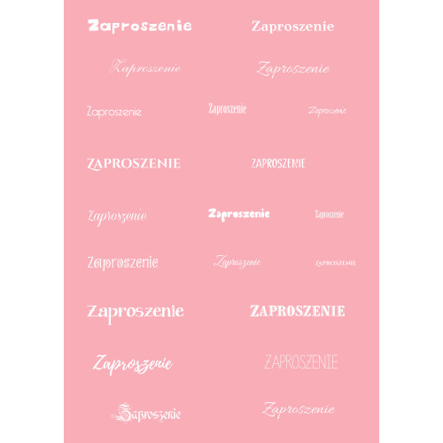 Papier do scrapbookingu – napis „Zaproszenie” - różowe tło