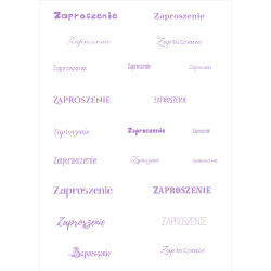 Papier do scrapbookingu – napis „Zaproszenie” - fiolet
