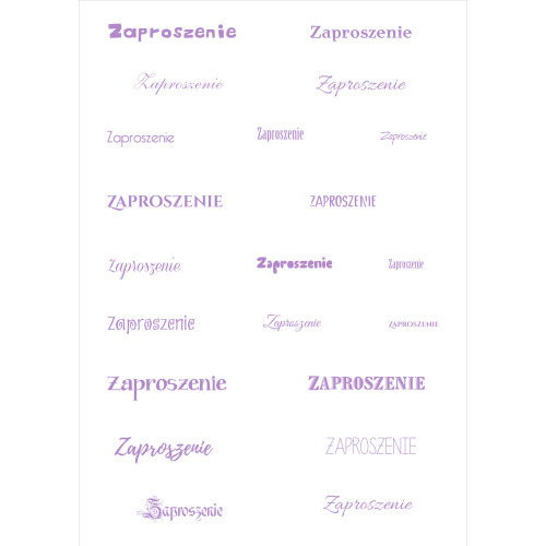 Papier do scrapbookingu – napis „Zaproszenie” - fiolet