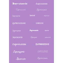 Papier do scrapbookingu – napis „Zaproszenie” - fioletowe tło