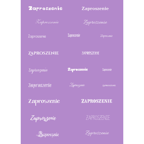 Papier do scrapbookingu – napis „Zaproszenie” - fioletowe tło