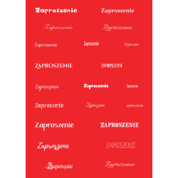 Papier do scrapbookingu – napis „Zaproszenie” - czerwone tło