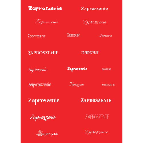 Papier do scrapbookingu – napis „Zaproszenie” - czerwone tło