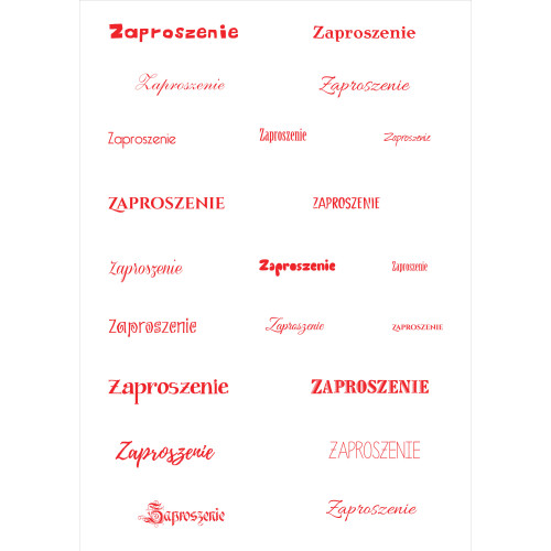 Papier do scrapbookingu – napis „Zaproszenie” - czerwone