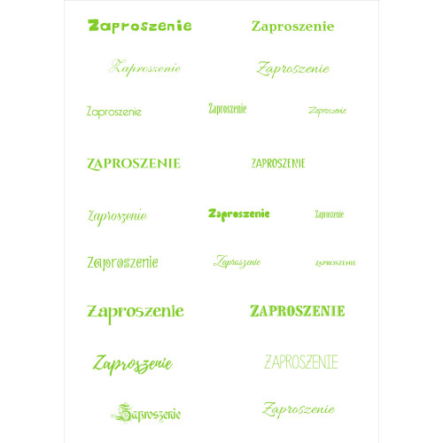 Papier do scrapbookingu – napis „Zaproszenie” - zielone Papier do scrapbookingu – napis „Zaproszenie” - zielone