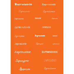 Papier do scrapbookingu – napis „Zaproszenie” - pomarańczowe tło