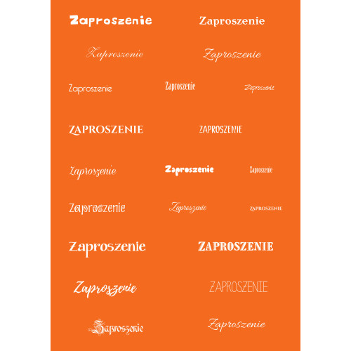 Papier do scrapbookingu – napis „Zaproszenie” - pomarańczowe tło