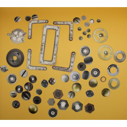 Komplet scrapek – śrubki, nity i kółka zębate | Zestaw 59 papierowych scrapek